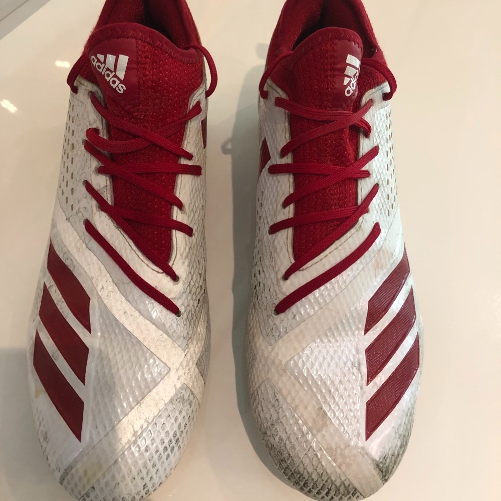 Adidas football red and white cleats size 10